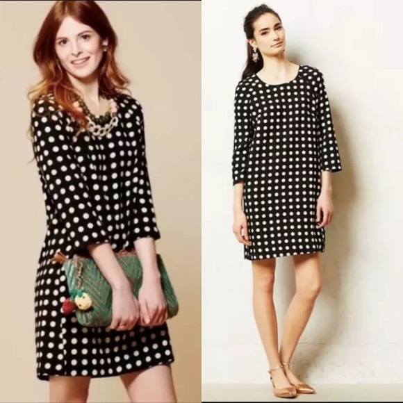 Anthropologie Dresses & Skirts - Anthropologie Lili Wang for Lili’s Closet Polka Dot Shift Dress Black L